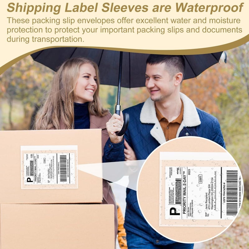 AZUREAL 100PCS Shipping Label Sleeves, 7.5" x 5.5" Packing Slip Pouches, Packing List Envelopes/Shipping Label Envelopes for Mailing, Packing List, Packaging, Protective Documents - Image 5
